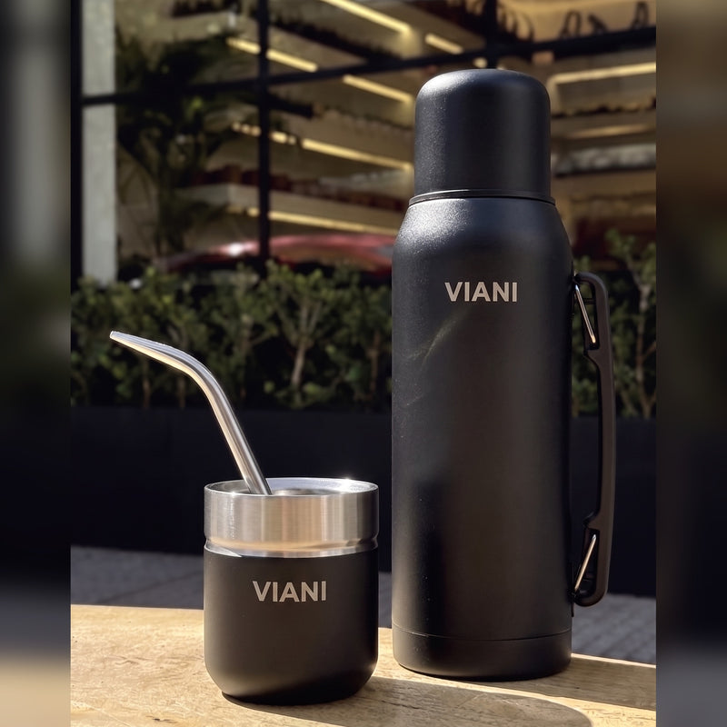 Termo VIANI Negro Classic 1LT + Mate de regalo